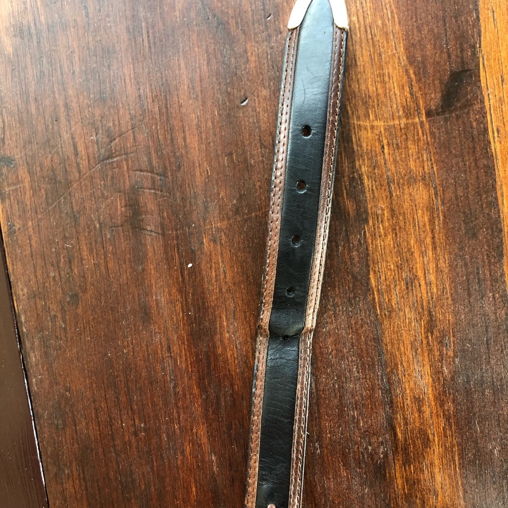 Vintage Leather Black / Brown Leather Belt - Picture 6 of 6